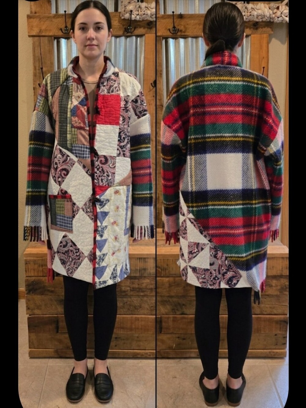 Upcycled Vtg Quilt Blanket Coat L-XL Handmade Dont Throw It Out